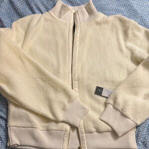 Interval Polar Cream Zip-Up Fleece Jacket size m womens